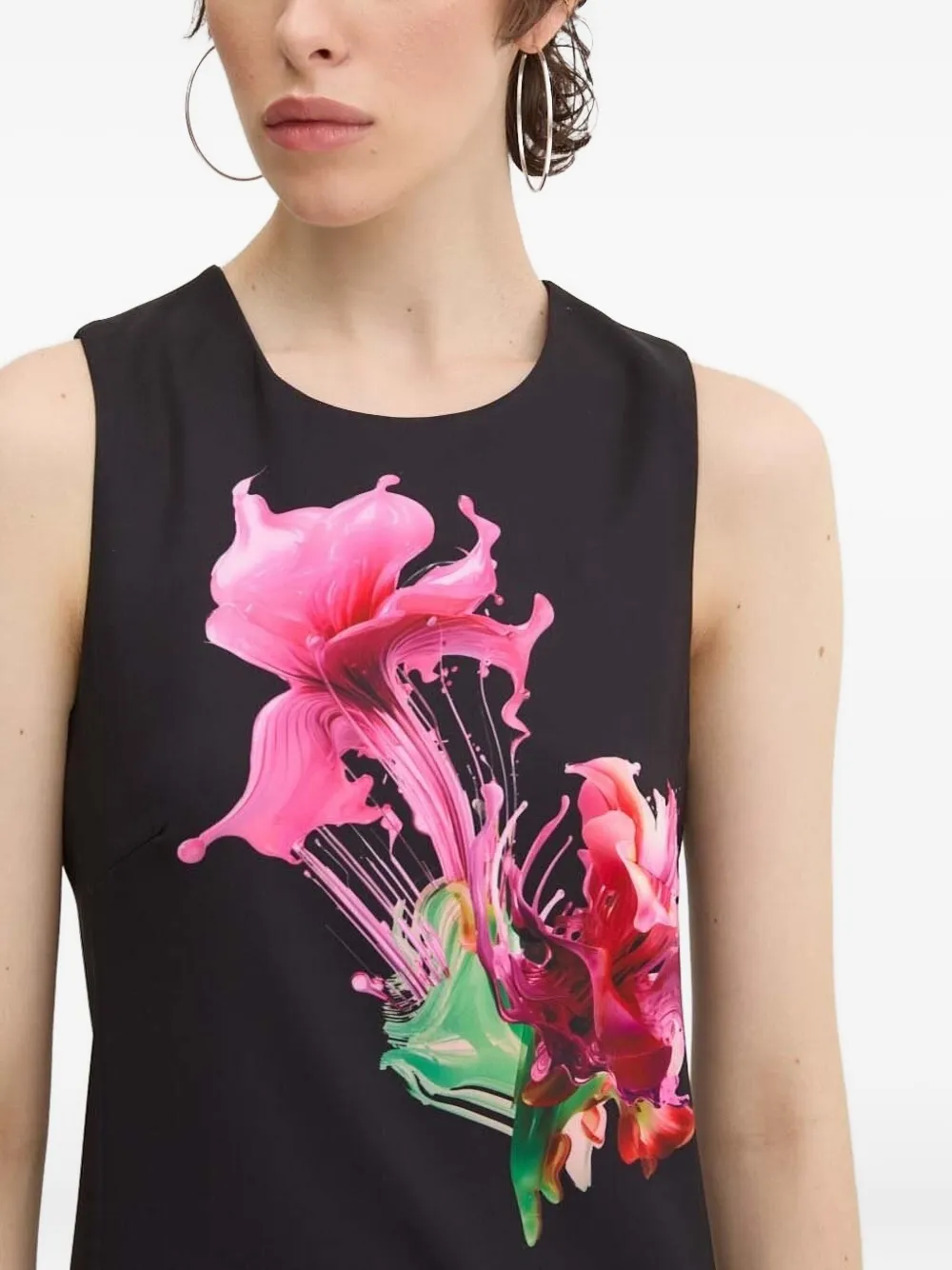 Desigual Mouwloze mini-jurk met bloemenprint Zwart