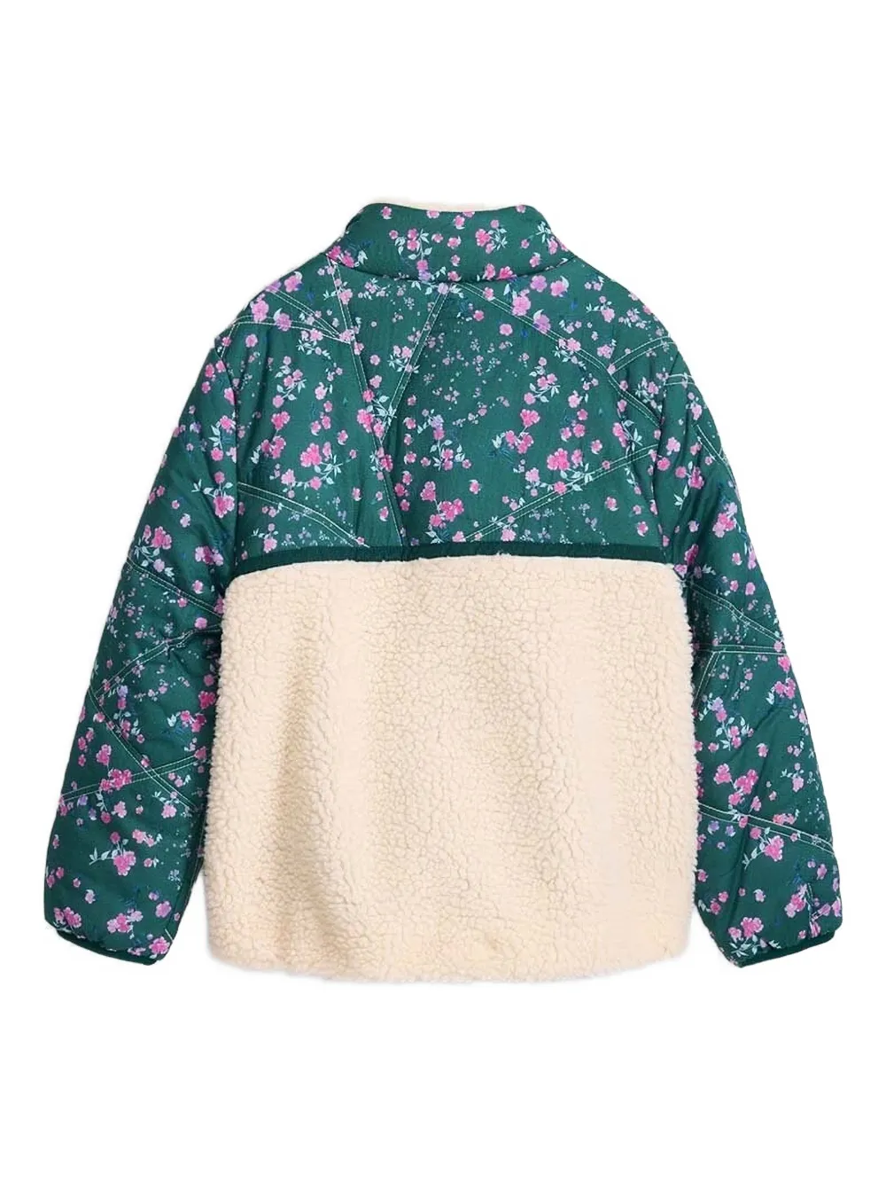 Desigual Floral-print Pannelled Padded Jacket In Green