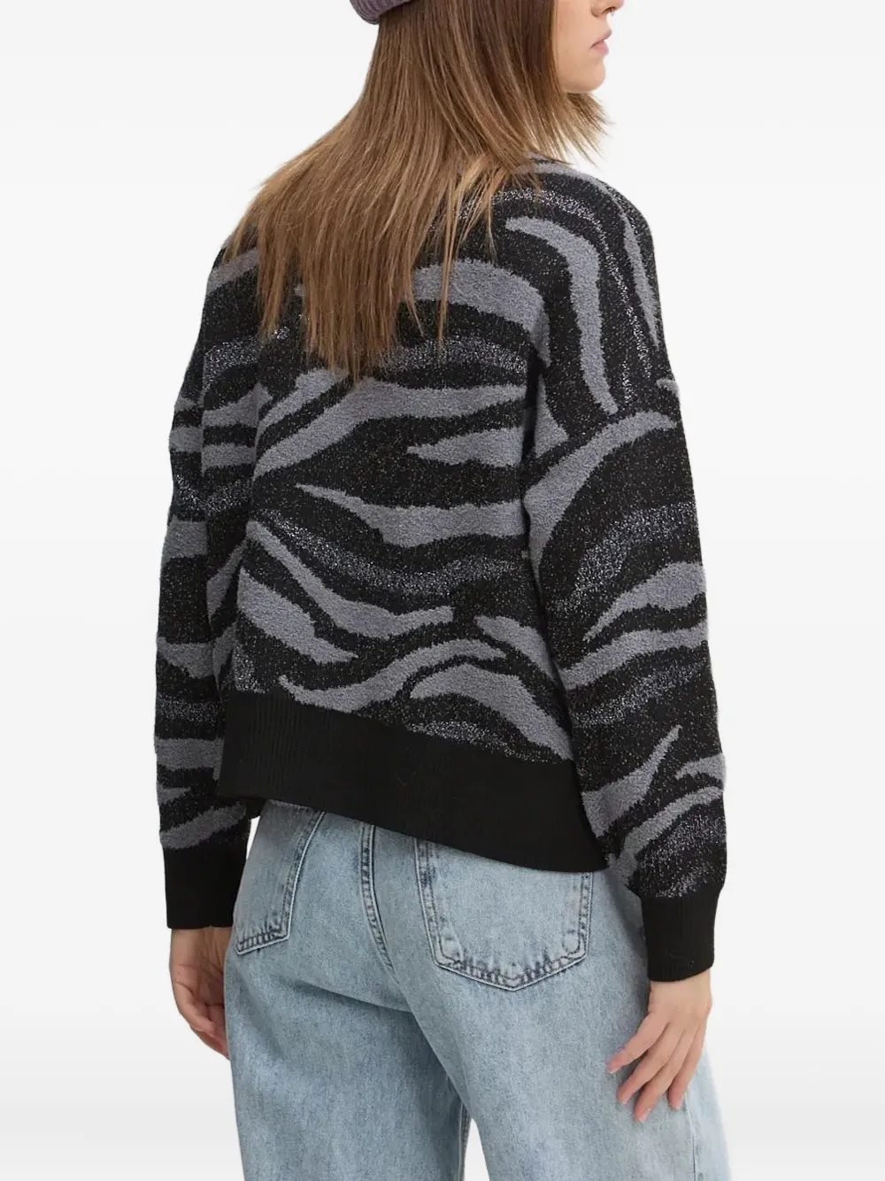 Desigual Zebra-print Sweater In Black