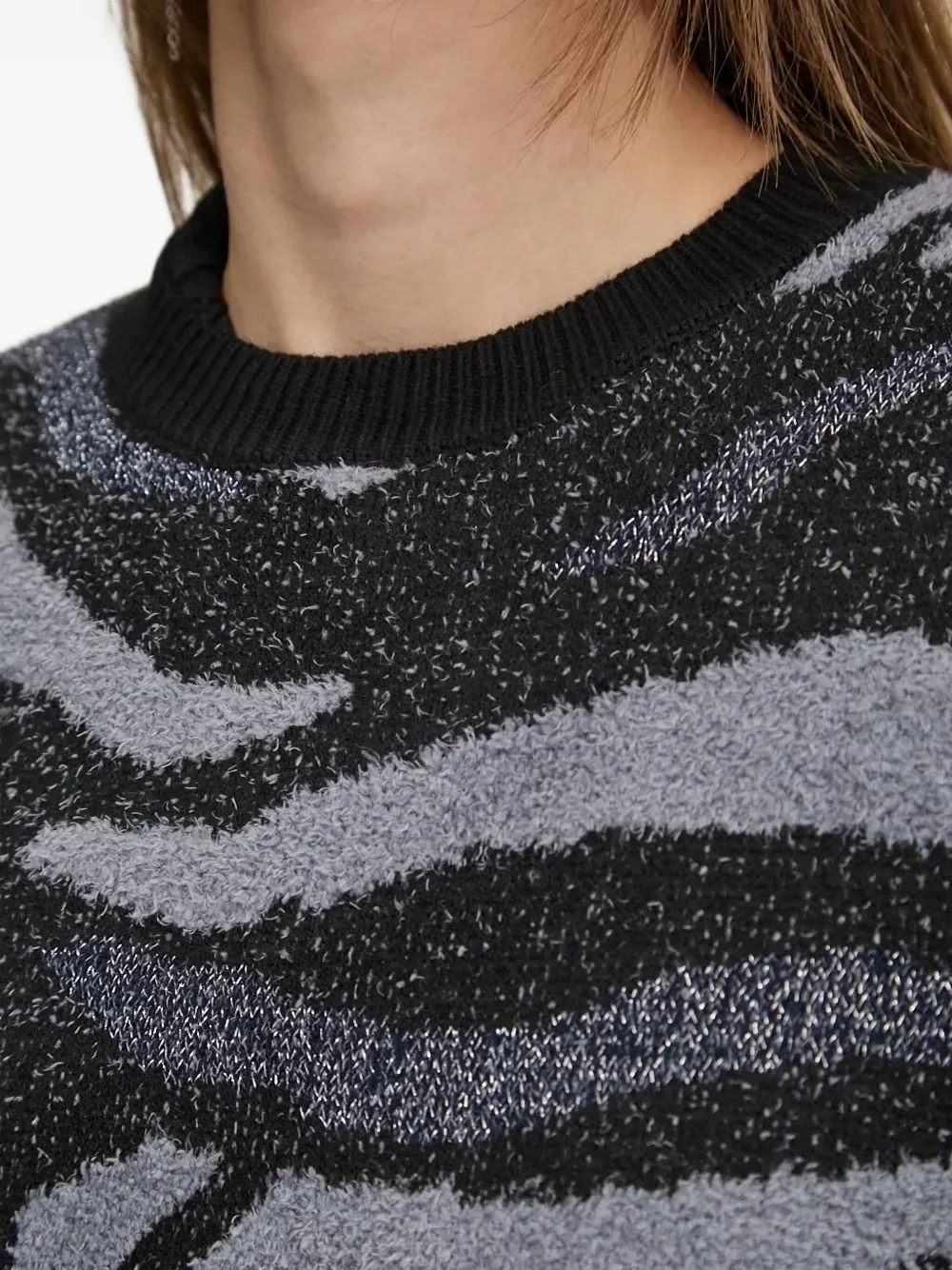 Desigual Zebra-print Sweater In Black