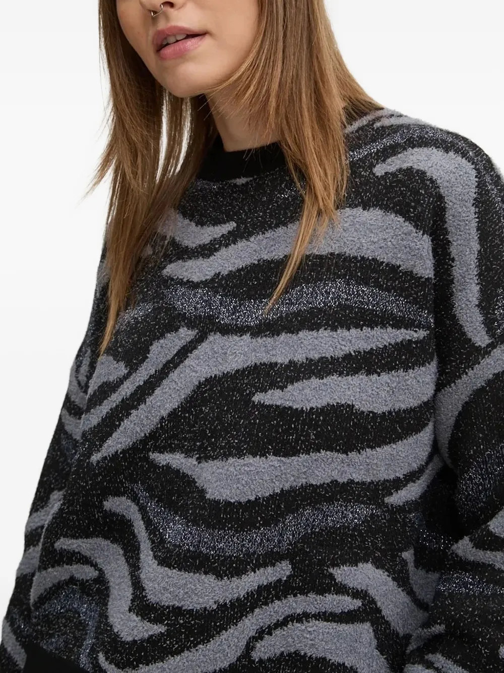 Desigual Zebra-print Sweater In Black