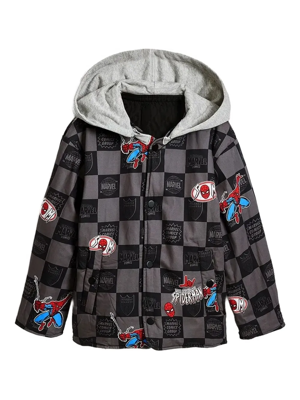 Desigual Spiderman geruit gewatteerd jack Zwart
