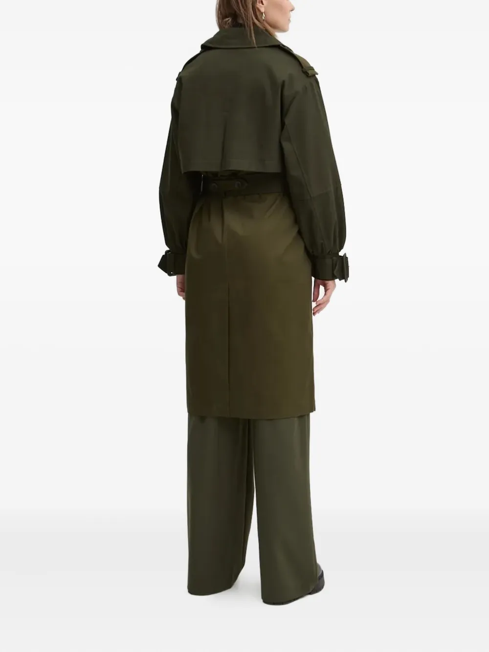 Desigual Trenchcoat met dubbele rij knopen en ceintuur Groen