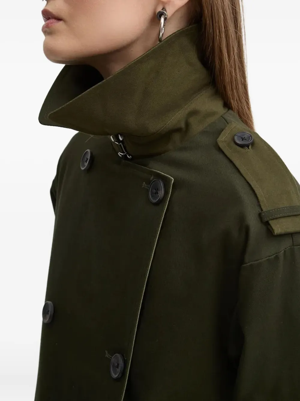 Desigual Trenchcoat met dubbele rij knopen en ceintuur Groen