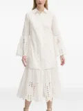 Desigual eyelet-embroidered bell-sleeve midi dress - White