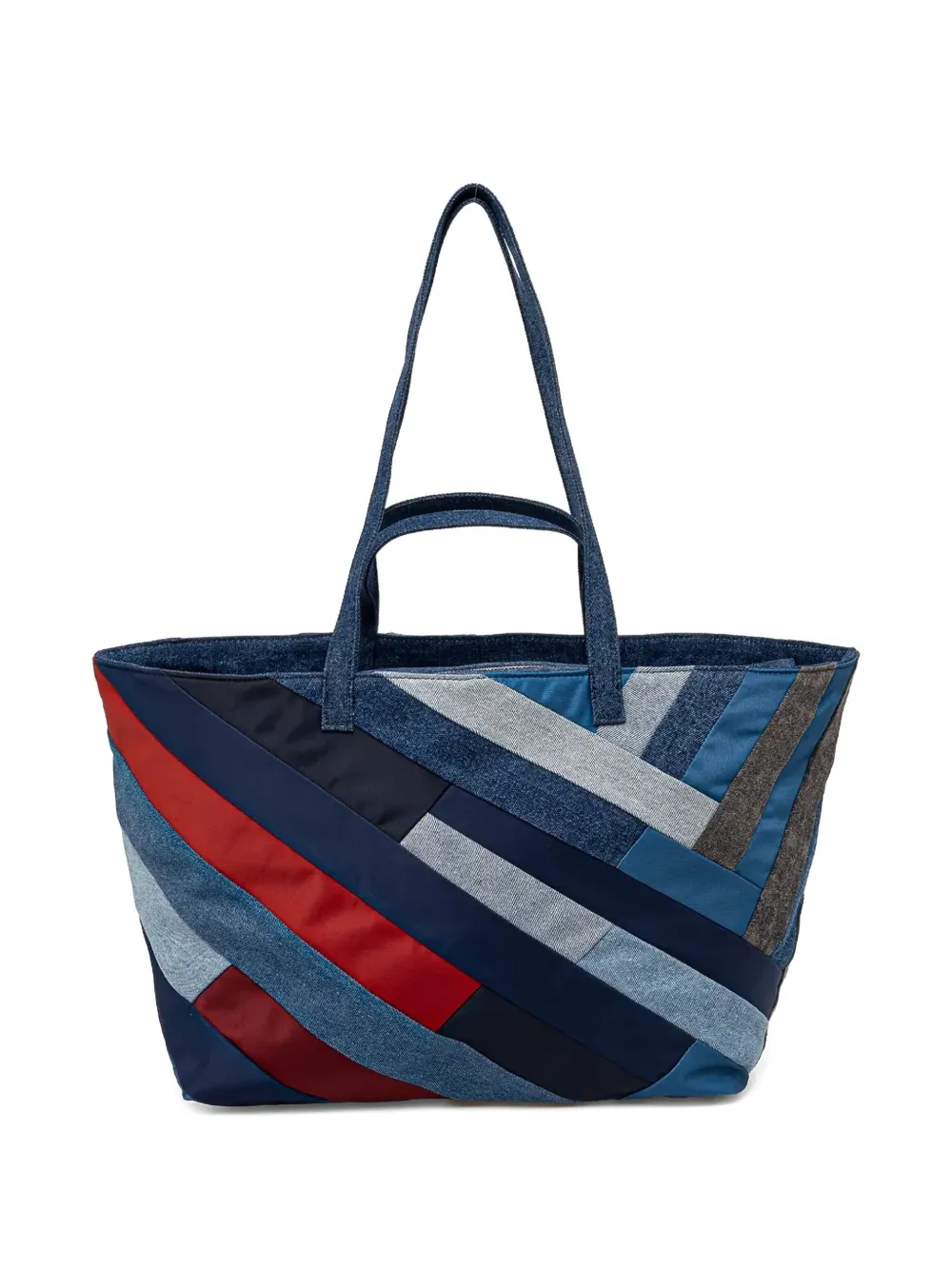 Desigual denim-patchwork tote bag - Blauw