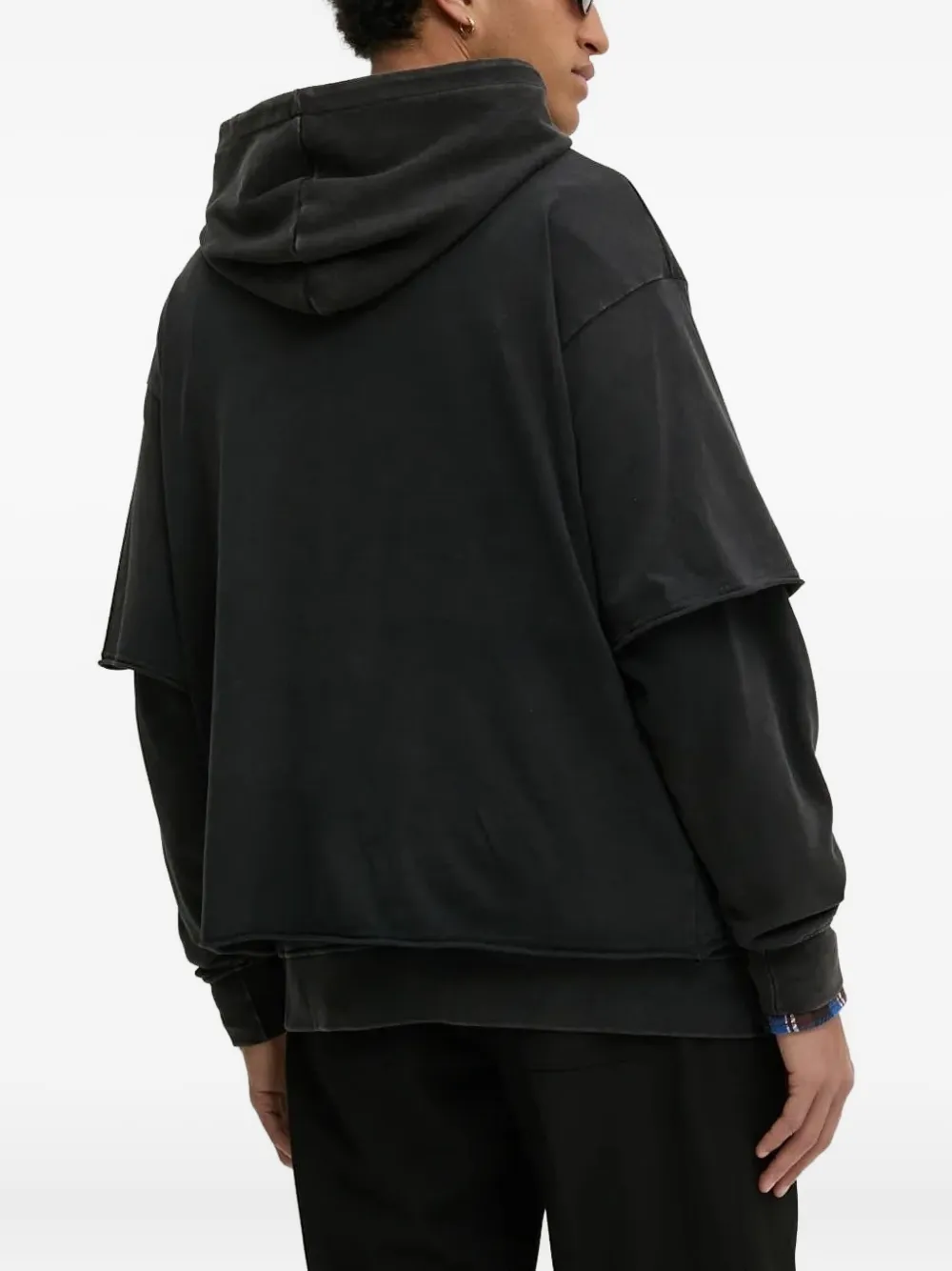 Desigual Letter-patch Layered Hoodie In Black