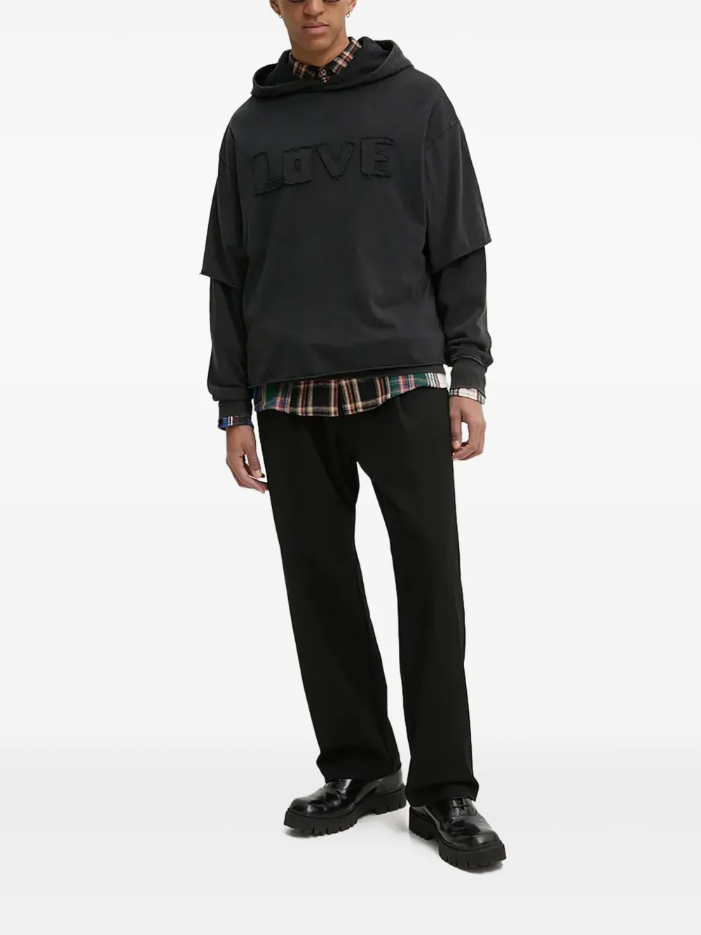 Desigual letter-patch layered hoodie | Black | Image 1