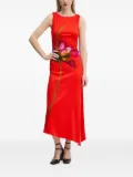 Desigual orchid-print asymmetrical dress - Red