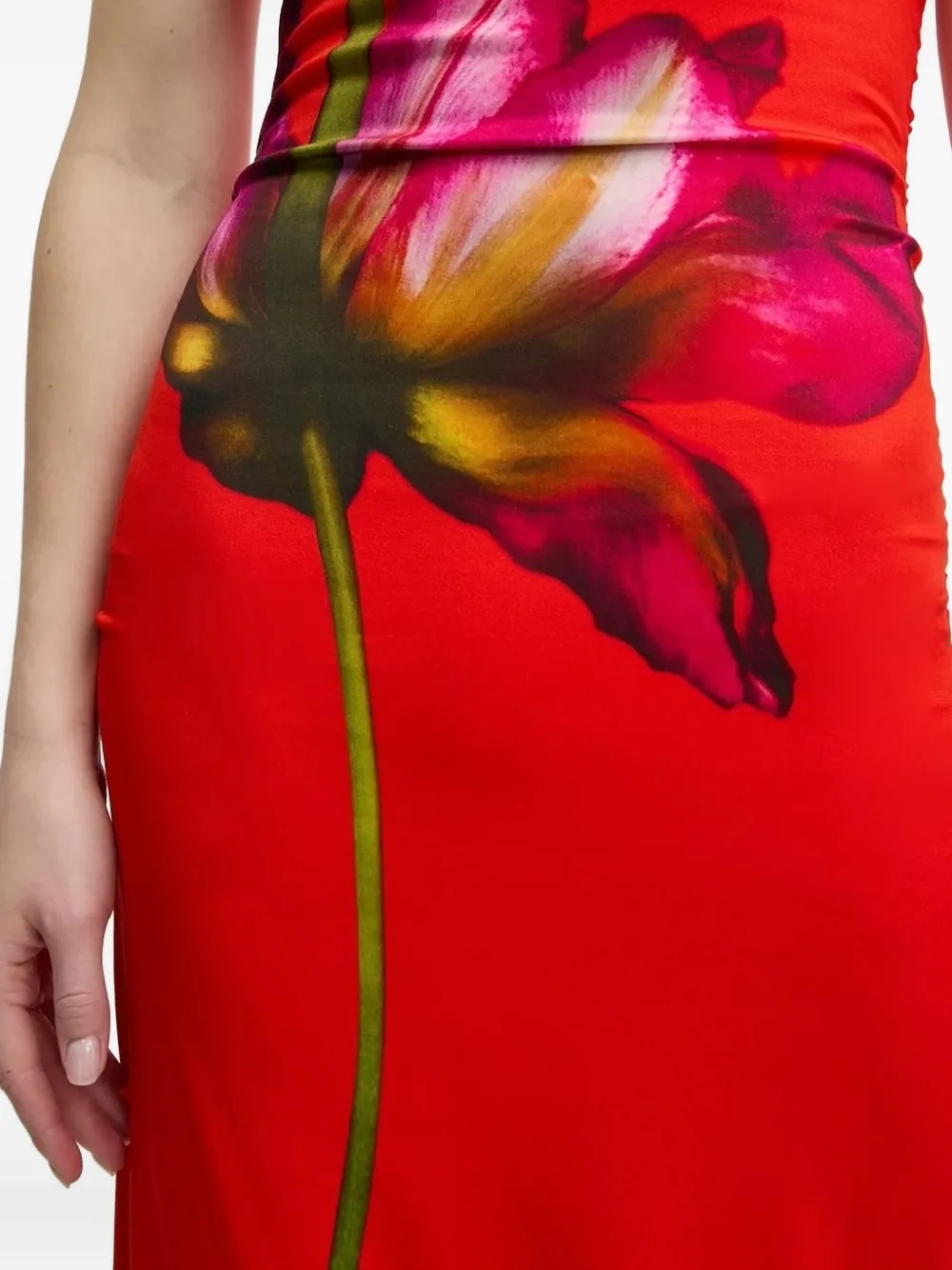 Desigual Asymmetrische jurk met orchidee print Rood