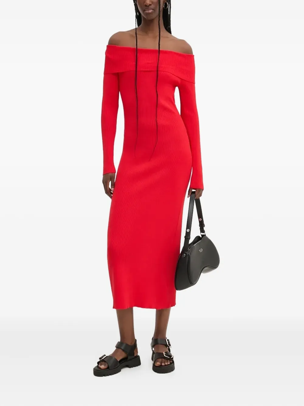 Desigual Off-shoulder midi-jurk Rood