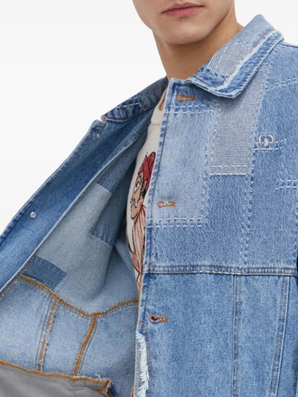 Desigual Denim jack met logopatch Blauw