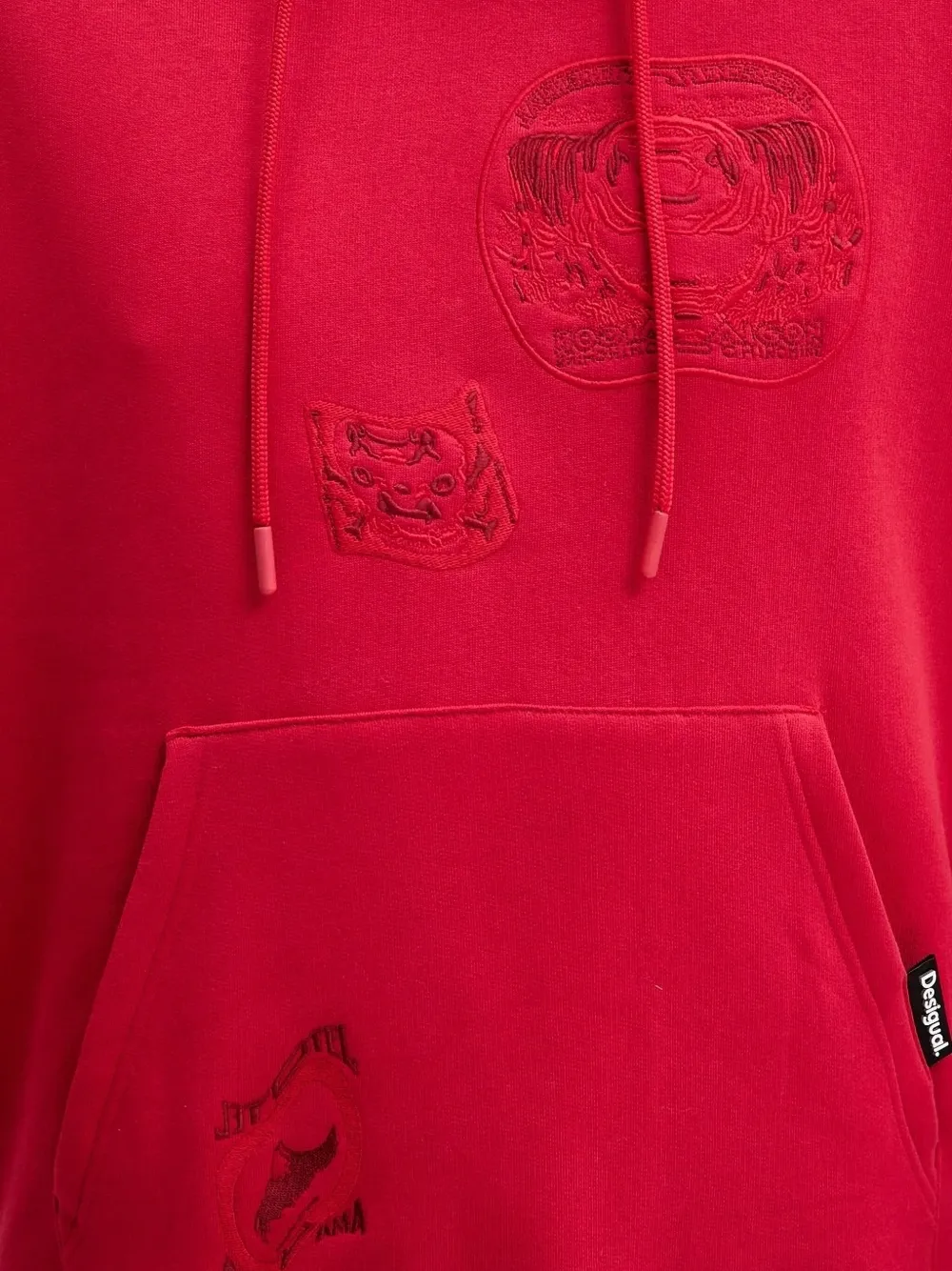 Desigual embroidered-panel hoodie Rood