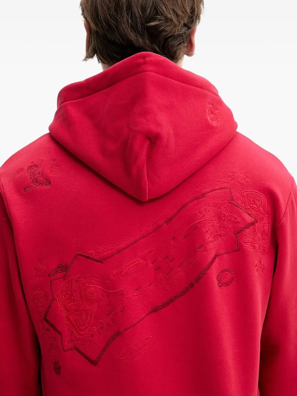 Desigual embroidered-panel hoodie Rood