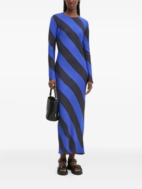 Desigual diagonal-stripe long-sleeve midi dress
