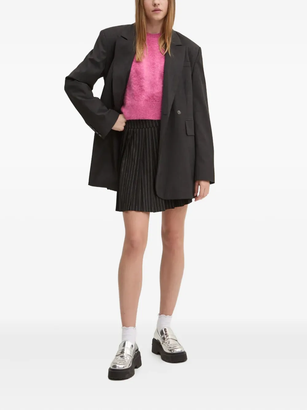 Desigual Ribbed Knit Sweater In Pink