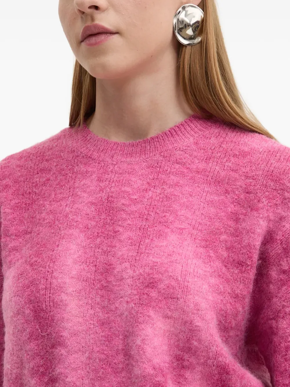 Desigual Ribbed Knit Sweater In Pink