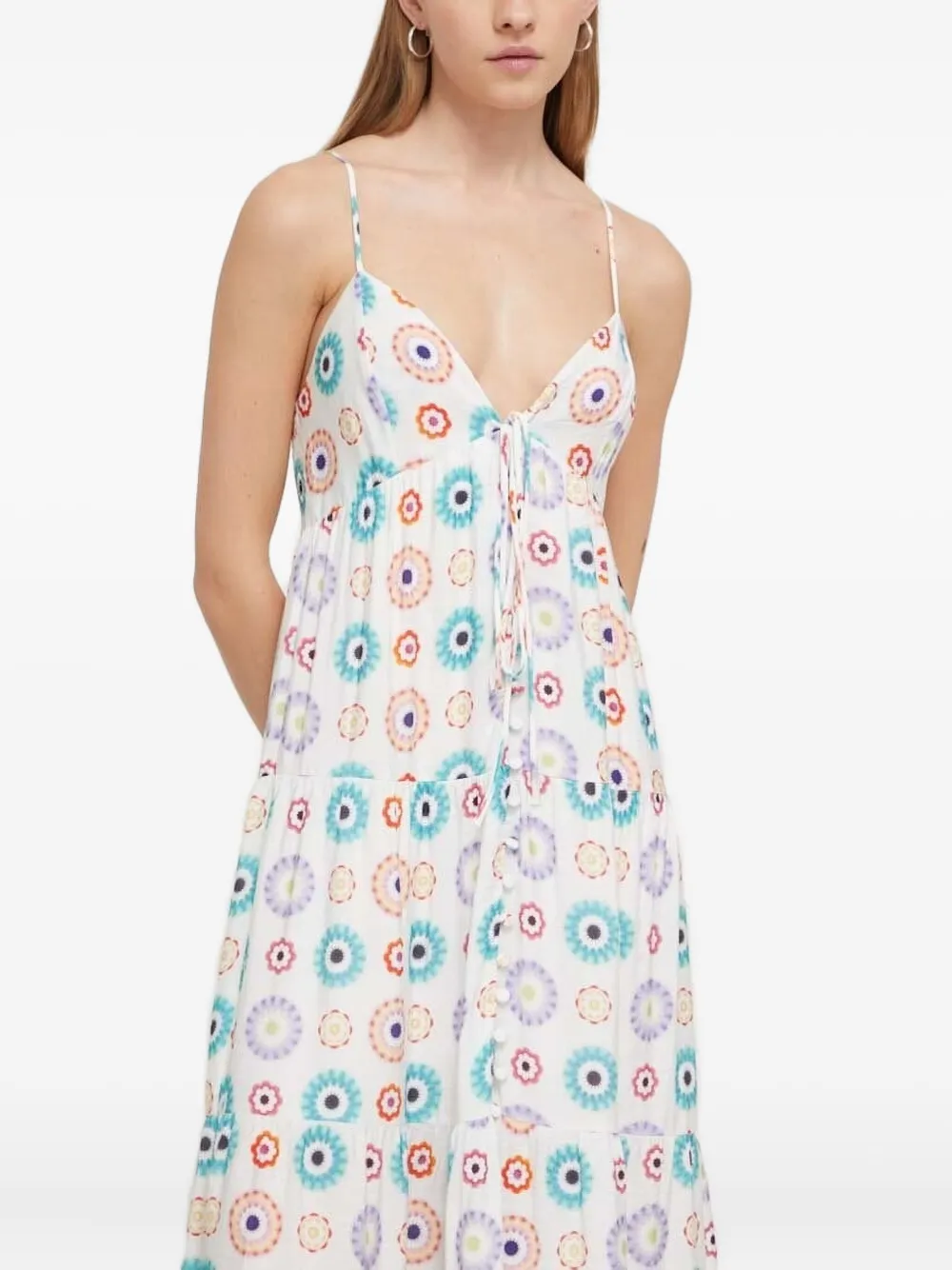 Desigual Gelaagde maxi-jurk met grafische print Wit