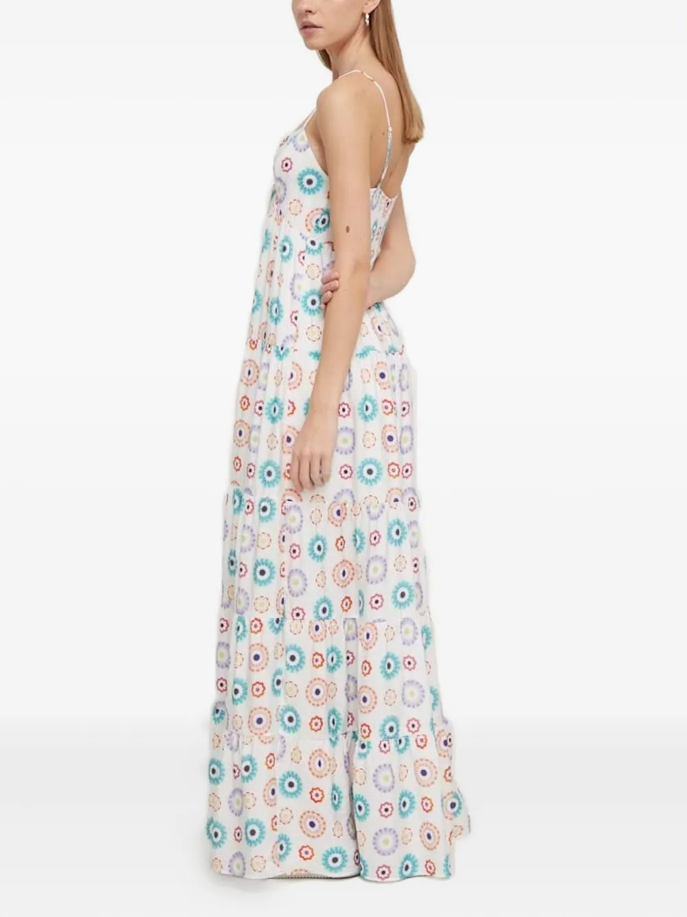 Desigual Gelaagde maxi-jurk met grafische print - Wit