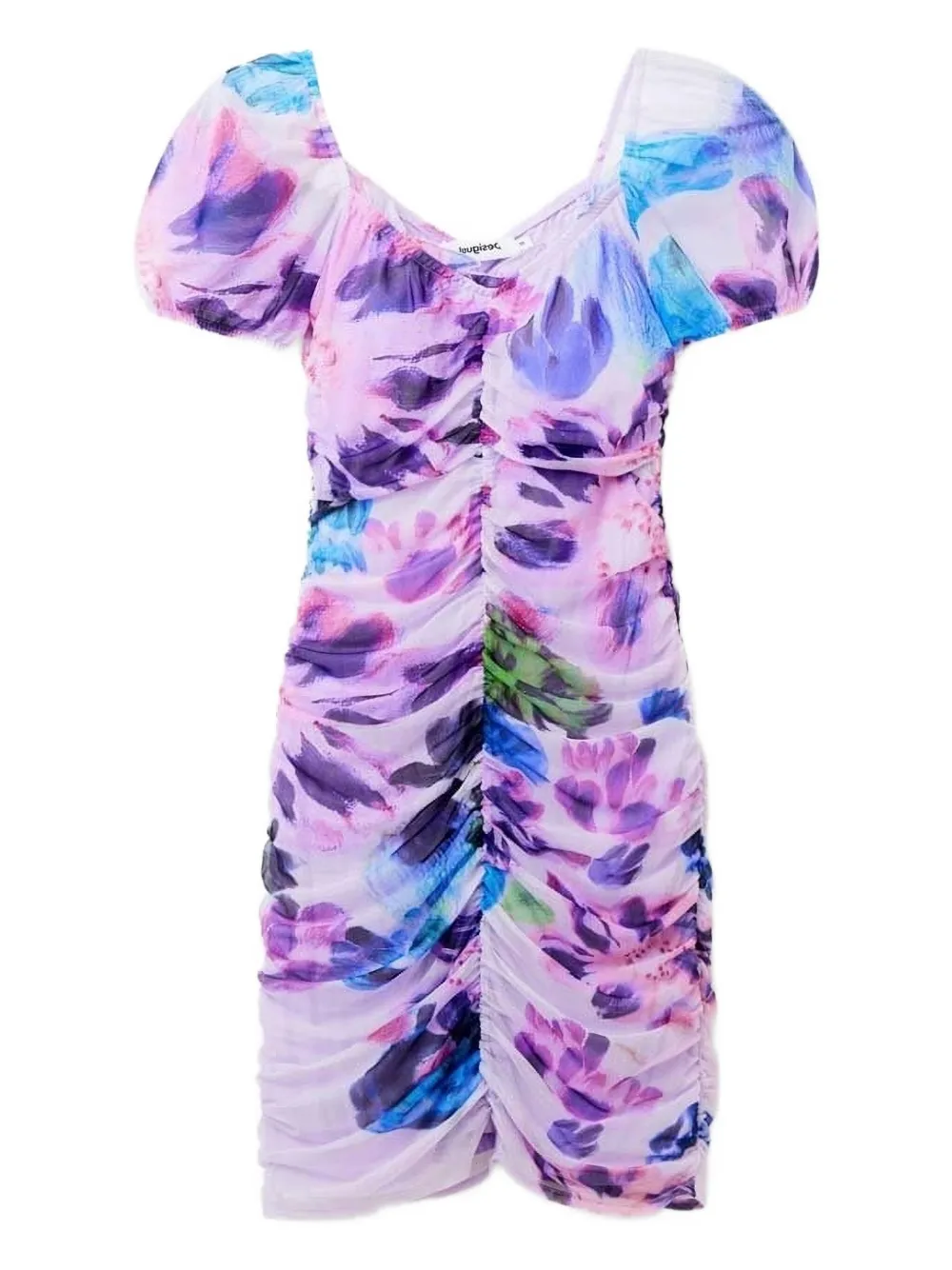 Desigual Mini-jurk met pofmouwen en bloemenprint Roze