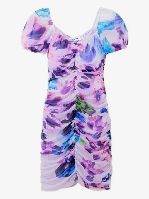 Desigual 泡泡袖花卉印花迷你连衣裙