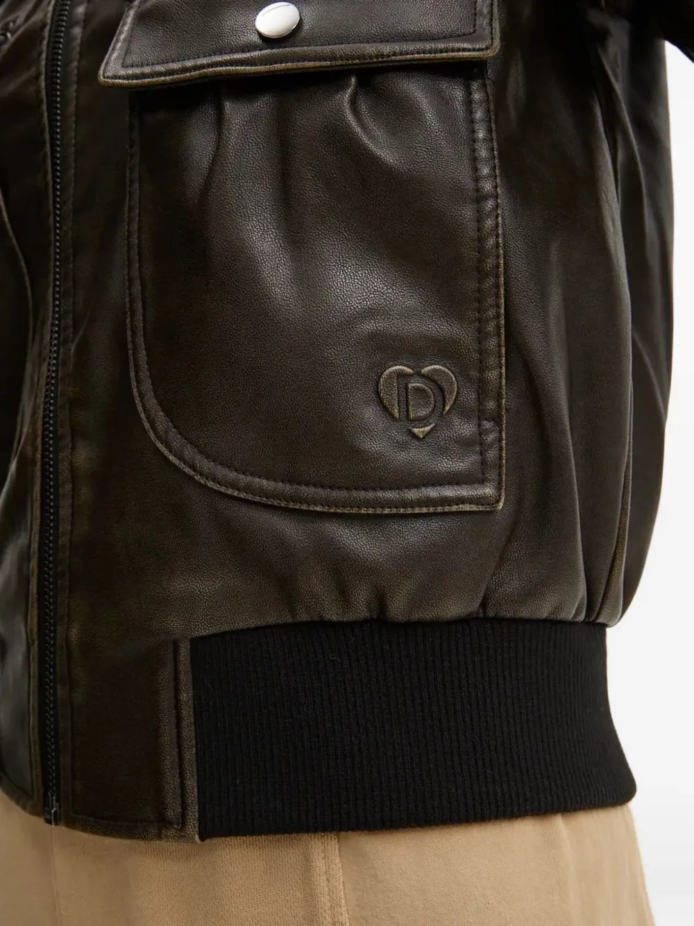 Desigual Embossed-logo Jacket In Brown