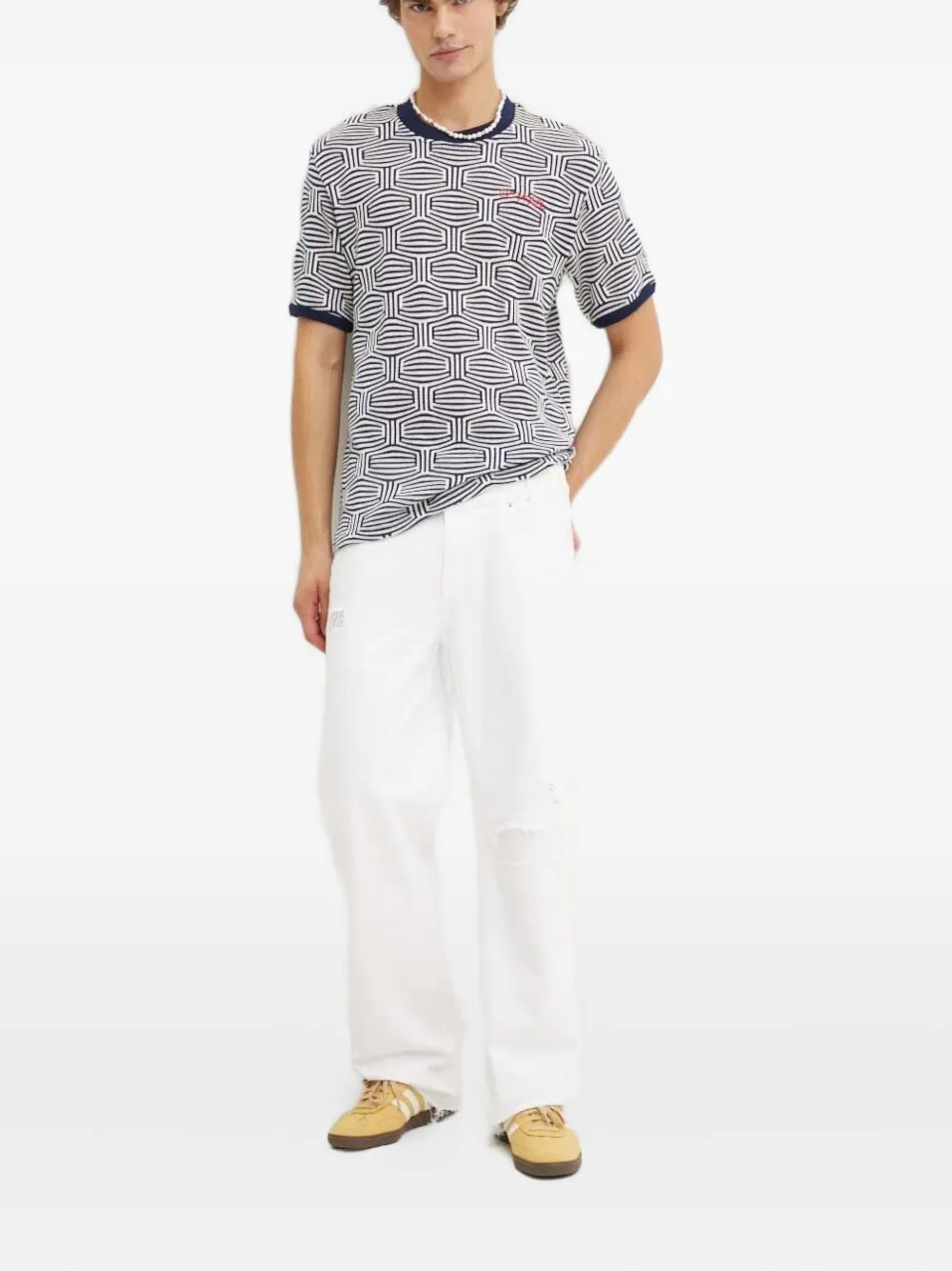 Desigual distressed logo jeans Wit
