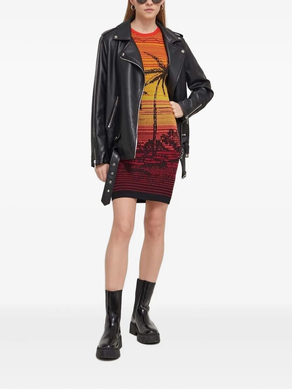 Desigual Palm-tree Ombré Mini Dress In Multi