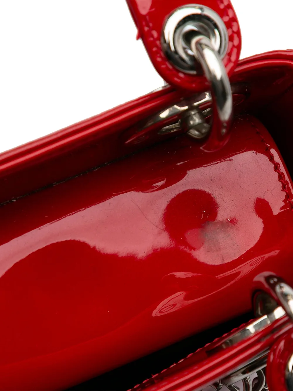 Pre-owned Dior 2015 Mini Patent Lady Satchel In Red