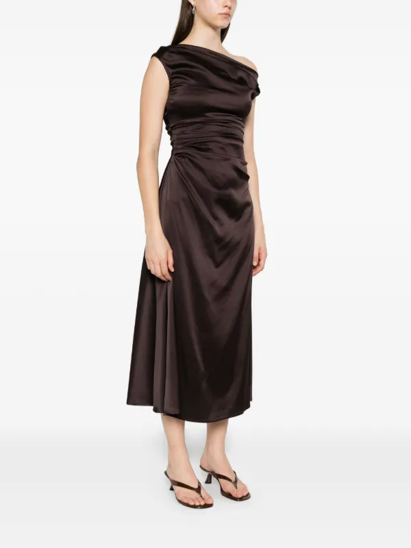STAUD cowl-neck Draped Dress | Brown | FARFETCH