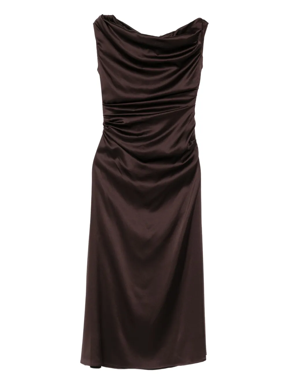 STAUD cowl-neck draped dress | Brown | Image 1