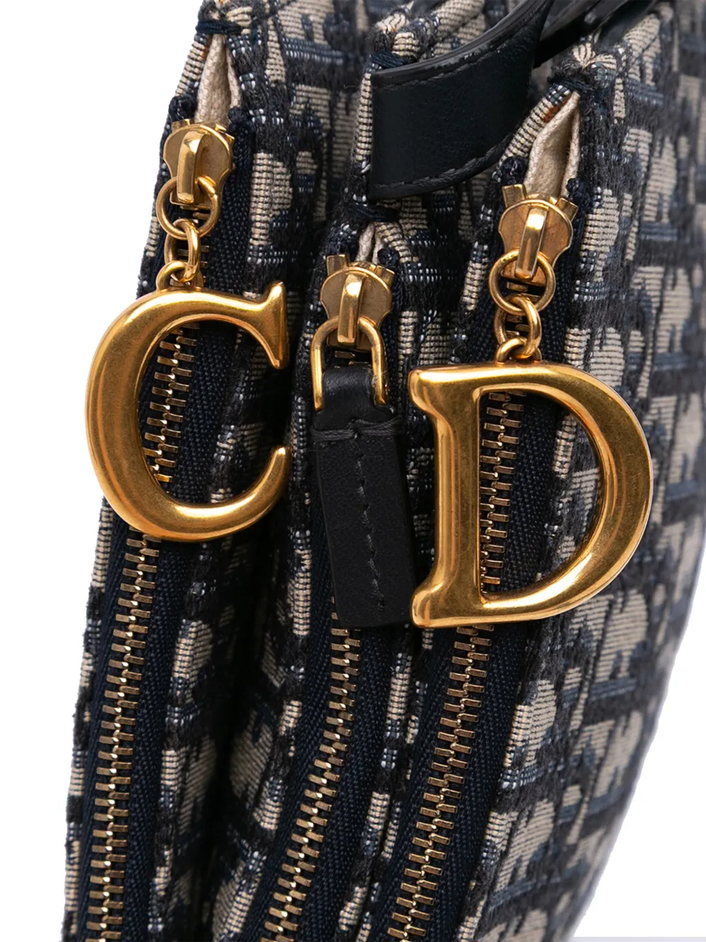 Pre-owned Dior 2019 Oblique Canvas Saddle Triple Zip Crossbody Bag