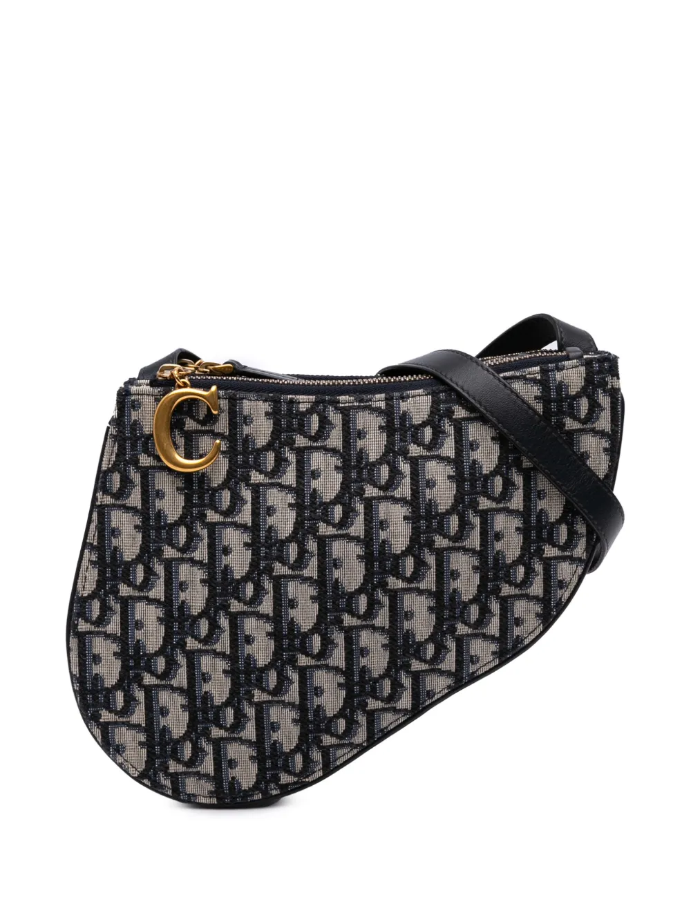 Christian Dior Pre-Owned 2019 Oblique Canvas Saddle Triple Zip Christian Dior Pre-Owned 2019 Oblique Canvas Saddle Triple Zip