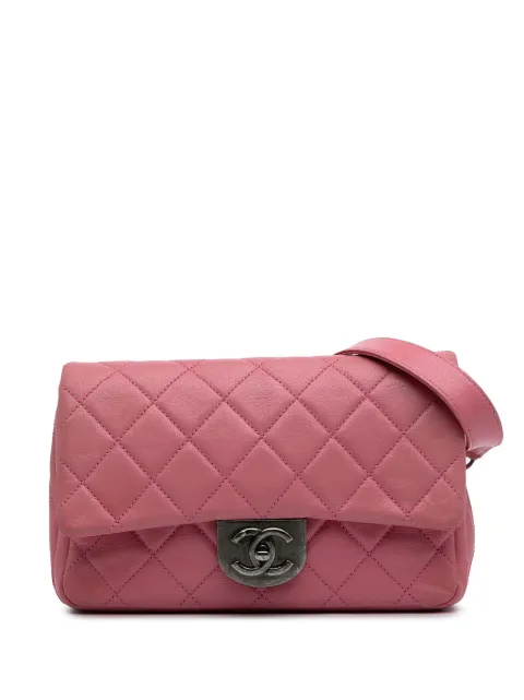 CHANEL Pre-Owned 2016-2017 Small Quilted Shiny Goatskin Double Carry Waist Chain Flap satchel