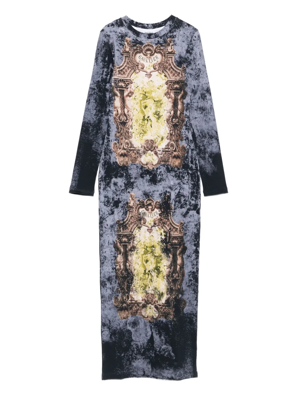 Jean Paul Gaultier Graphic Print Long Sleeve Fitted Top In Multi