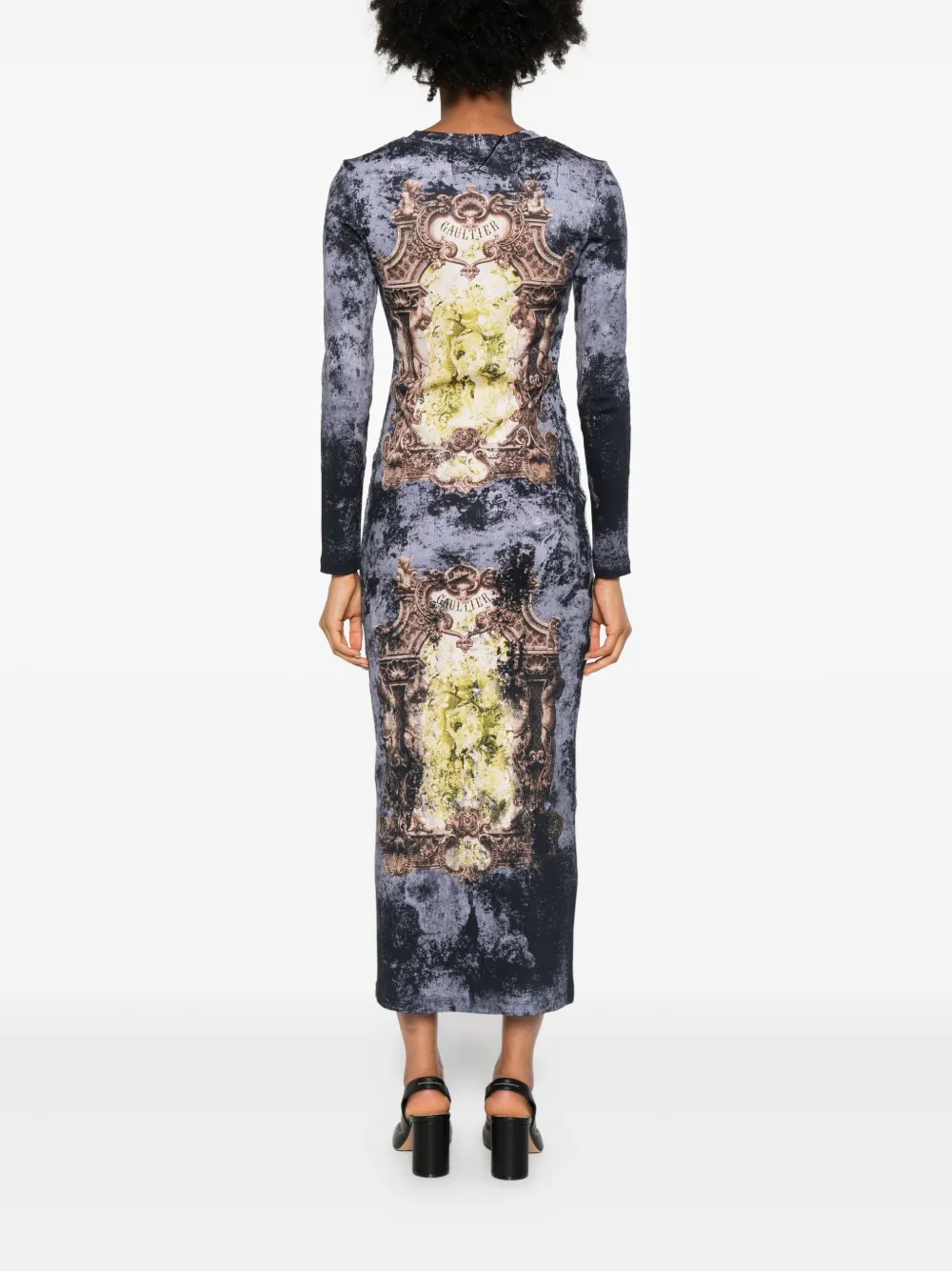 Jean Paul Gaultier Graphic Print Long Sleeve Fitted Top In Multi