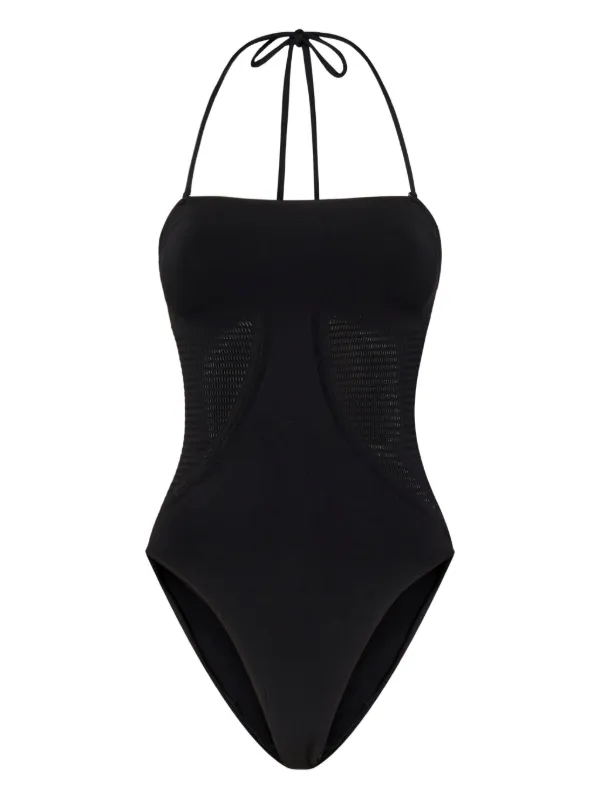 Wolford ホルターネック メッシュ ワンピース水着 | ブラック