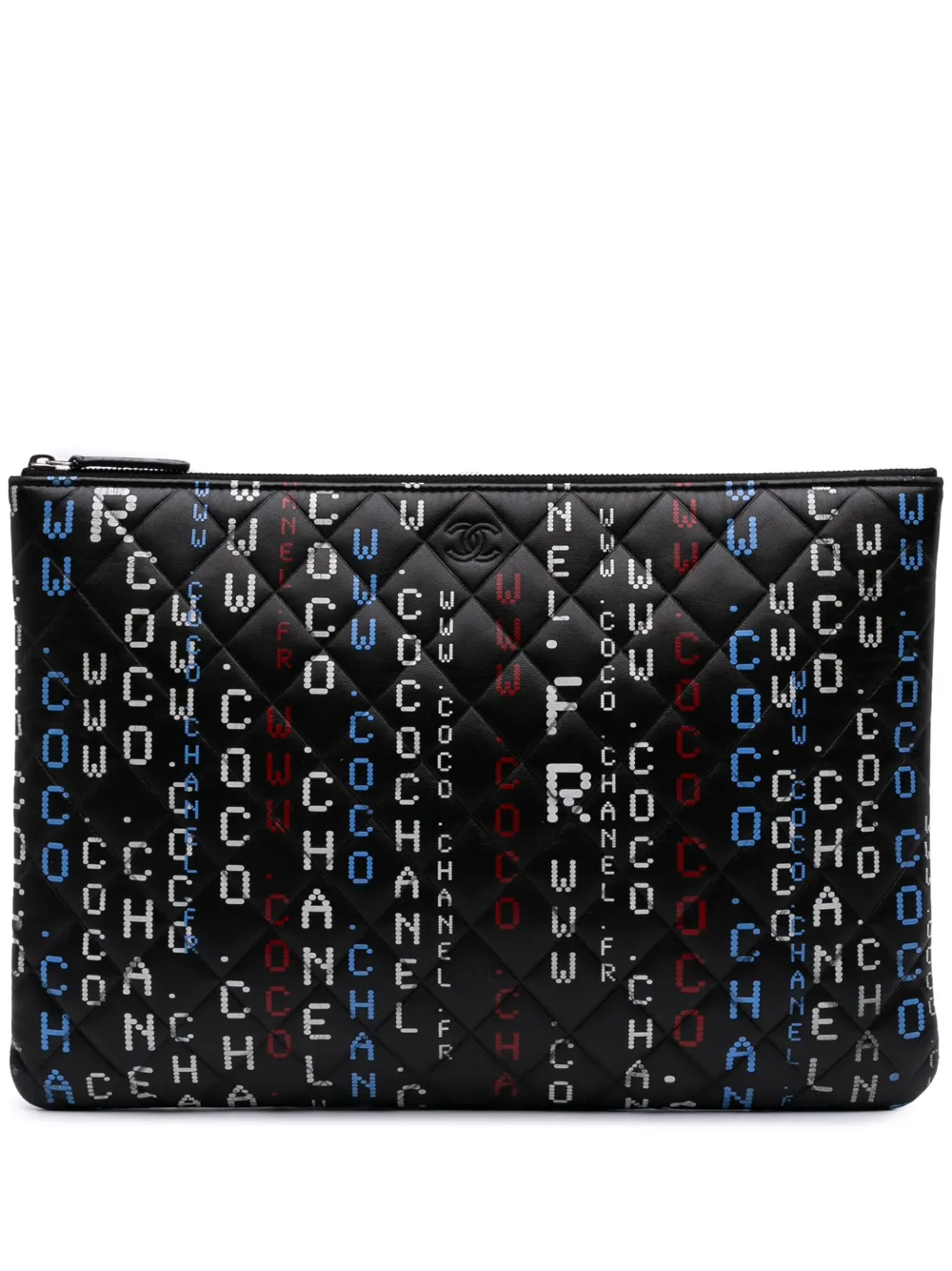 CHANEL Pre-Owned 2017-2018 Large Quilted Lambskin Data Center O Case clutch bag | Black | Image 1