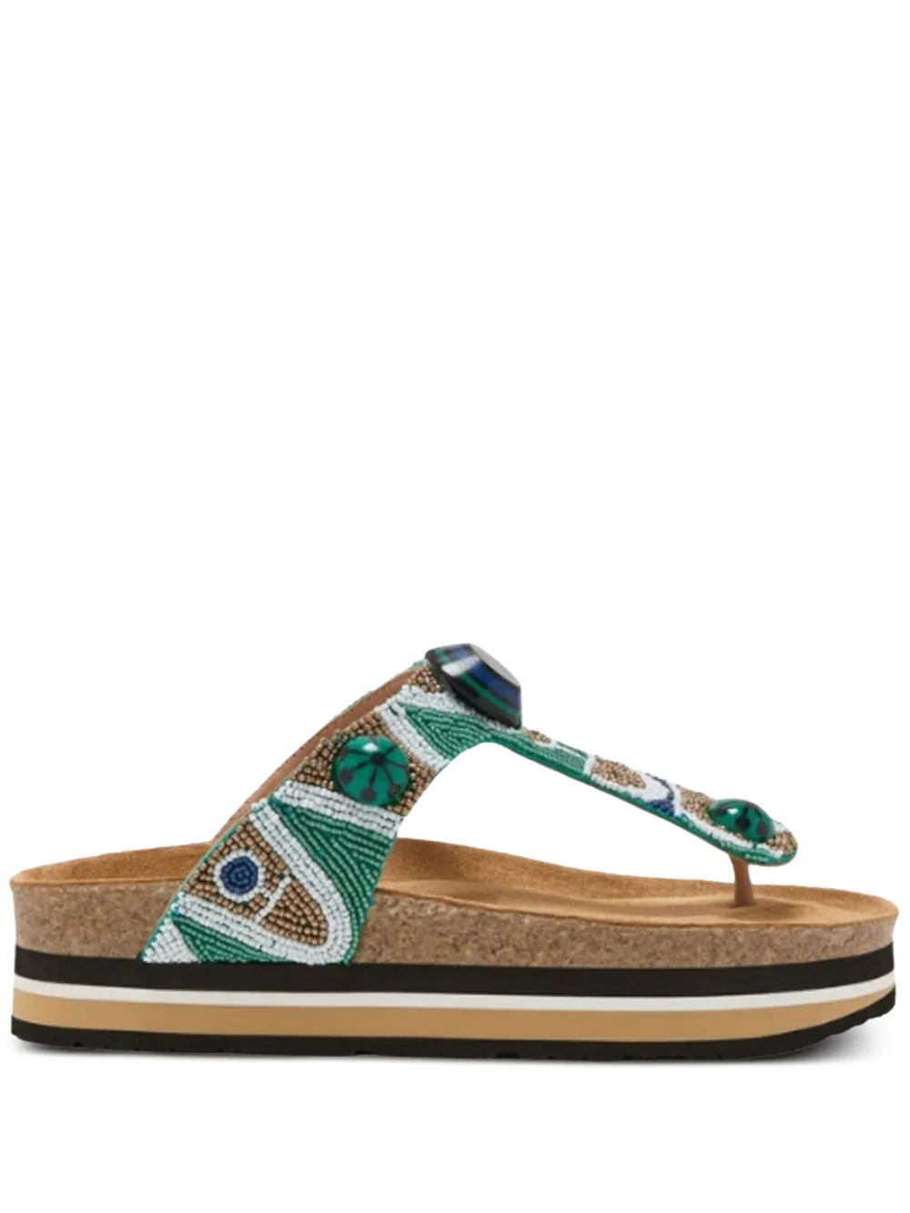 MALIPARMI 30mm beaded platform sandals Green