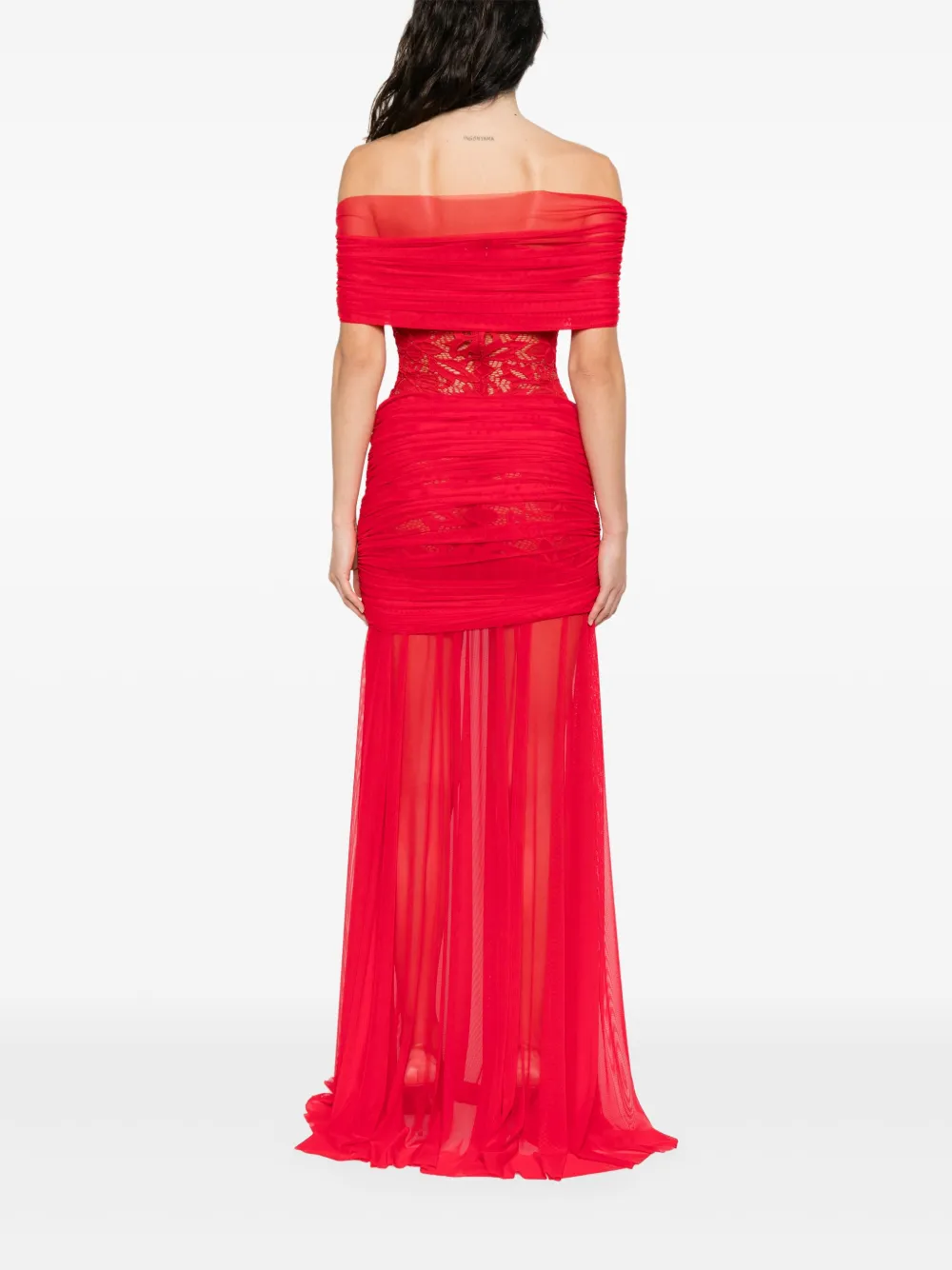Atu Body Couture Gedrapeerde maxi-jurk met kant Rood