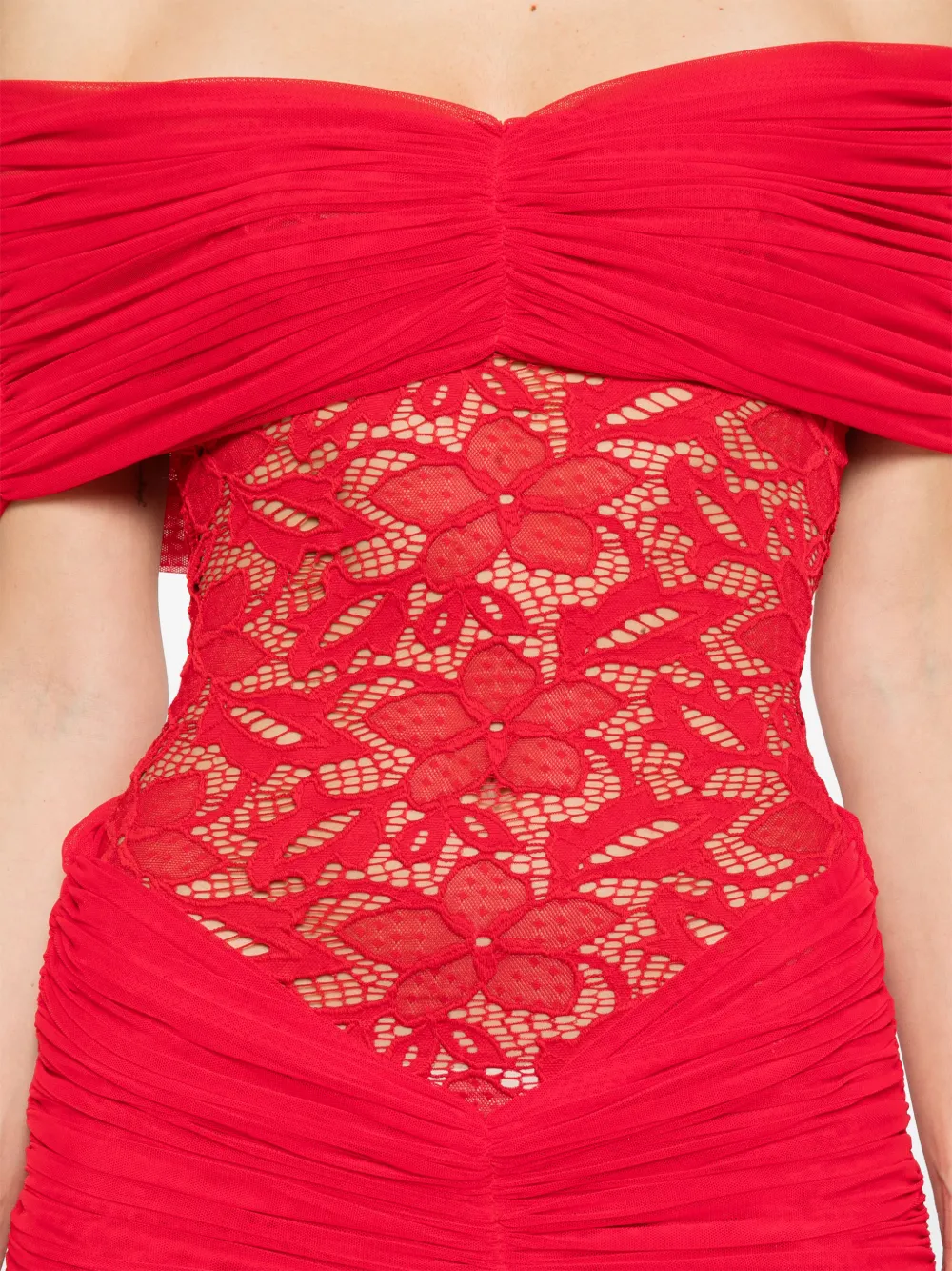 Atu Body Couture Gedrapeerde maxi-jurk met kant Rood