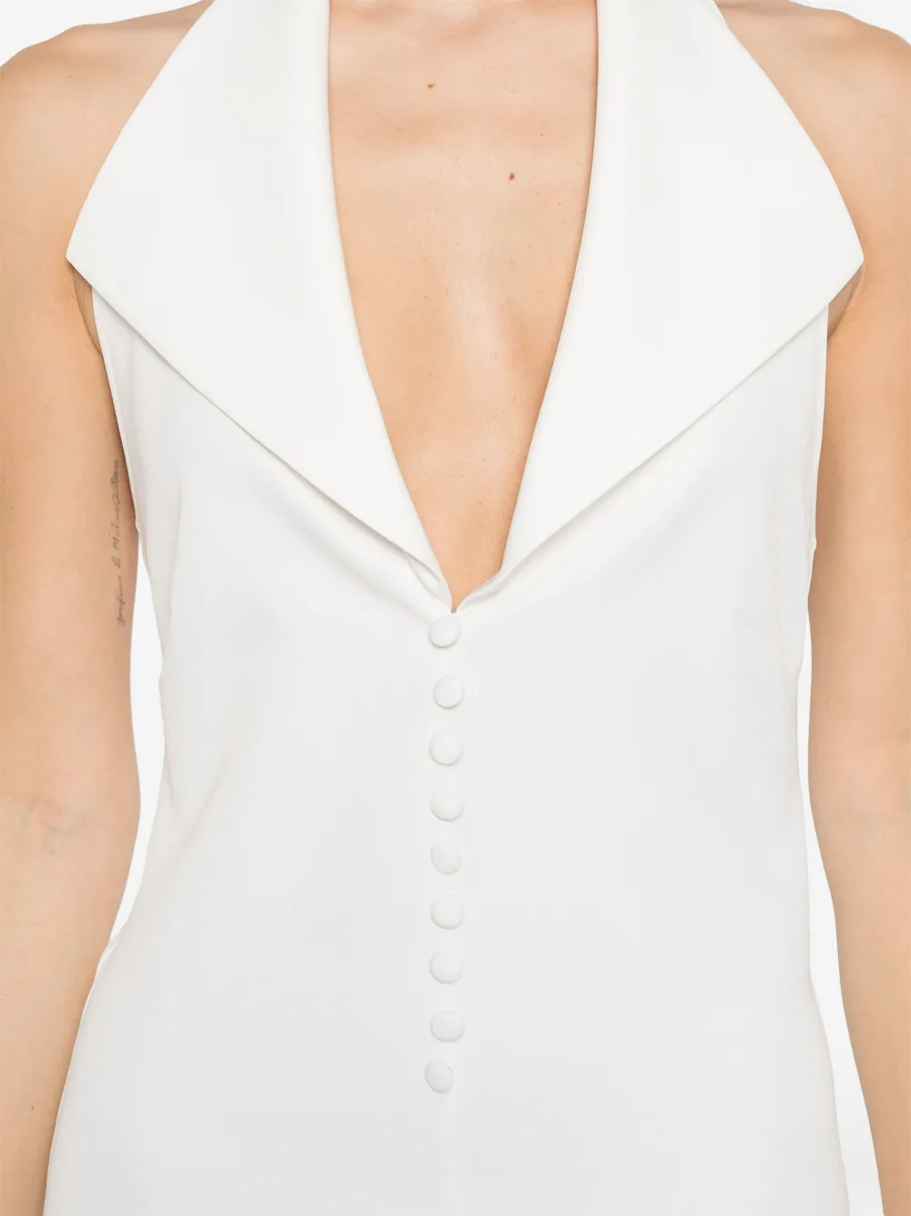 Atu Body Couture Maxi-jurk met halternek en knopen Wit