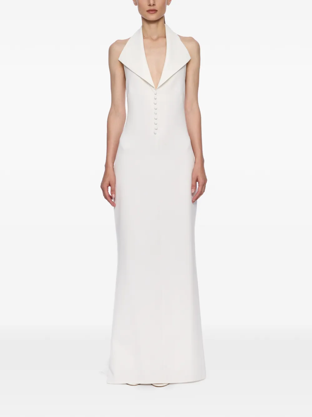 Atu Body Couture halterneck button-front maxi dress - Weiß