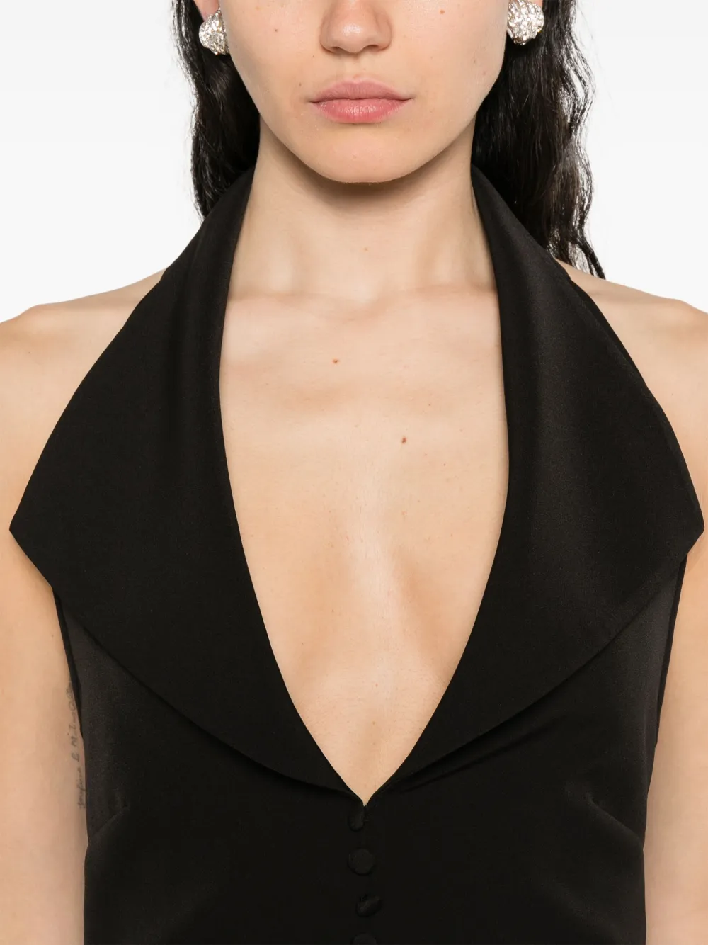 Atu Body Couture Maxi-jurk met halternek en knopen Zwart