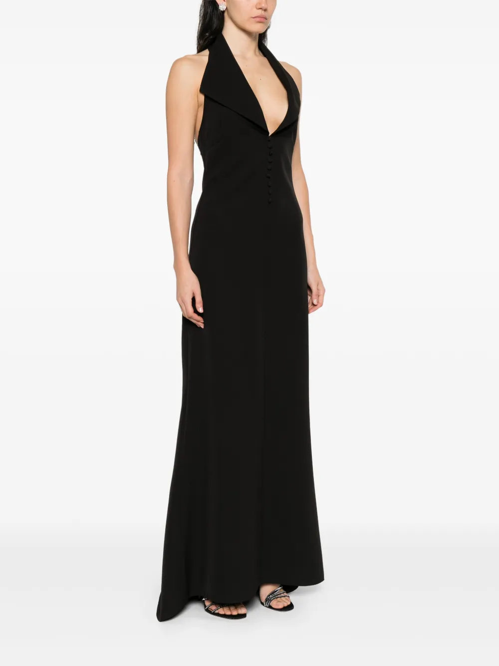 Atu Body Couture Maxi-jurk met halternek en knopen Zwart