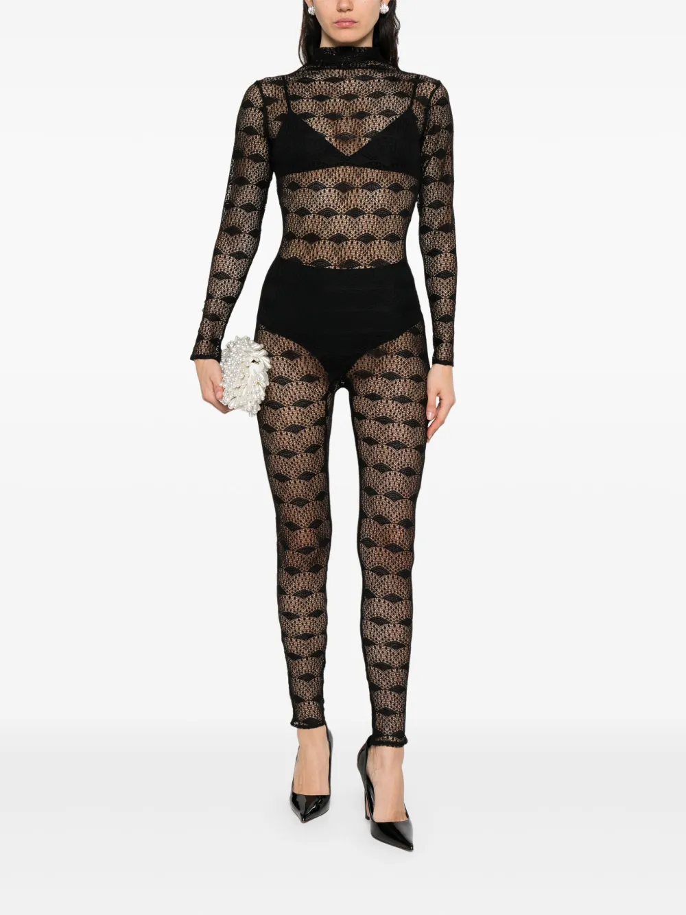 Atu Body Couture mock-neck lace jumpsuit | Full Length | Image 2