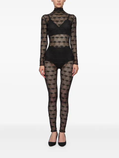 Atu Body Couture mock-neck lace jumpsuit