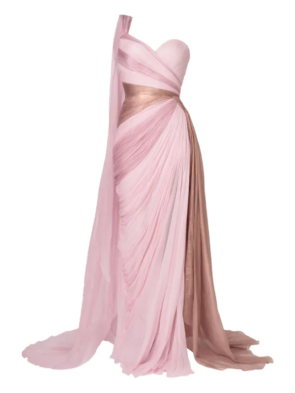 Iris Serban Pleated One-shoulder Maxi Dress - Pink Iris Serban Pleated One-shoulder Maxi Dress - Pink