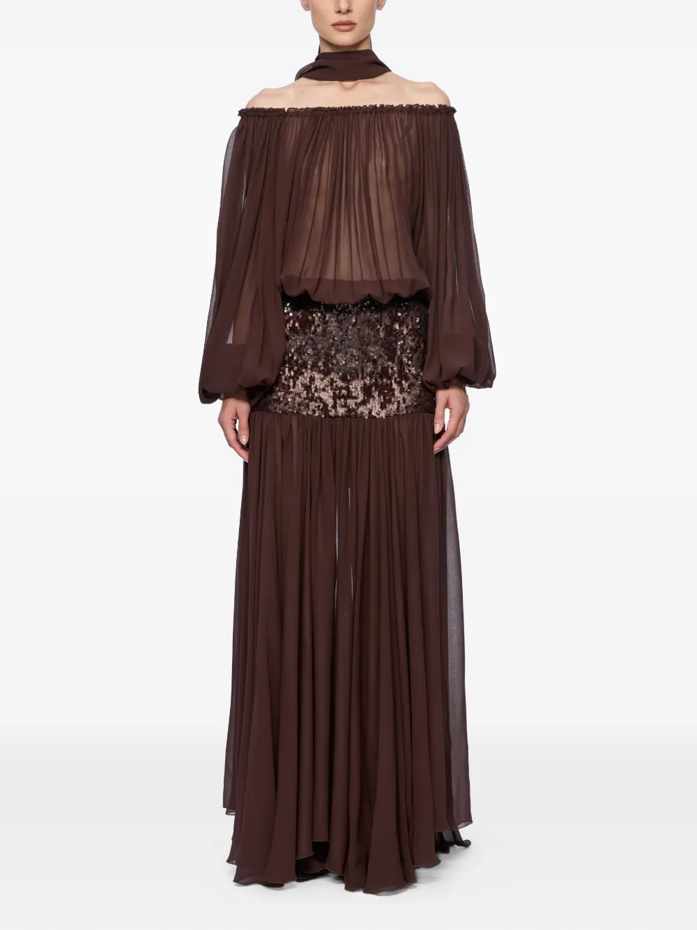 Atu Body Couture sequin-embellished off-shoulder dress - Marrone
