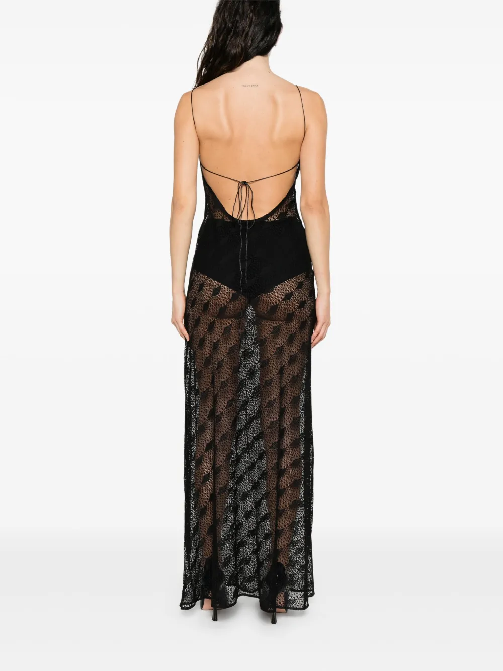 Atu Body Couture Maxi-jurk met open rug en patroon Zwart